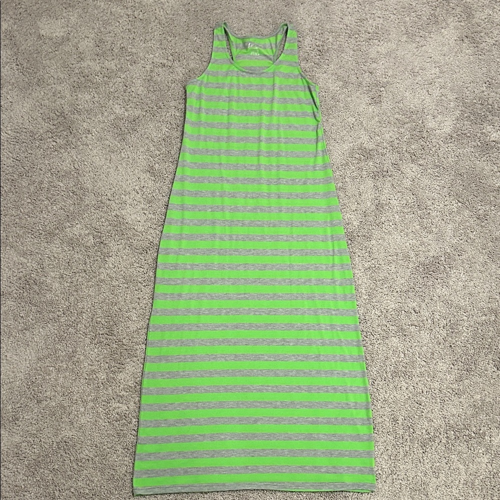 Just Love Lime Green and Gray Striped Dress